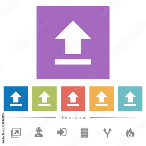Upload flat white icons in square backgrounds