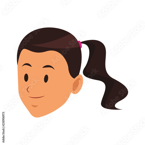 woman pony tail  only face