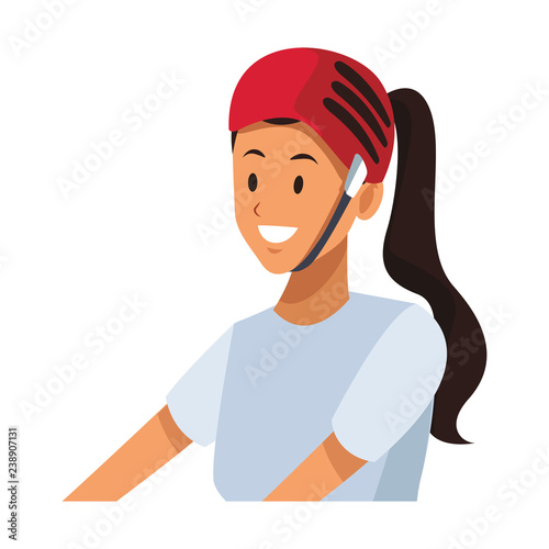 woman with helmet profile