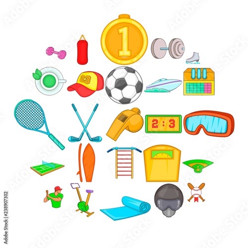 Winter training icons set. Cartoon set of 25 winter training vector icons for web isolated on white background
