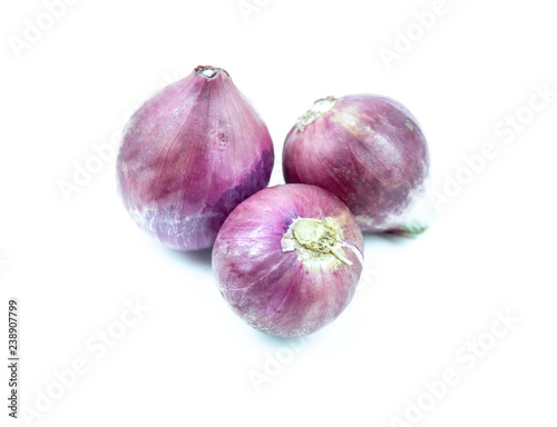 Thai red onion on white background, food ingredient