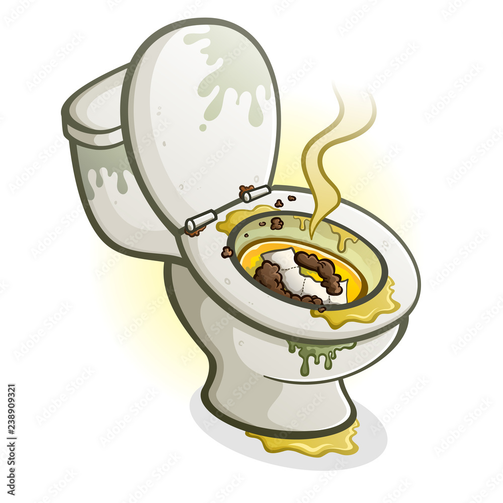 Dirty Toilet Cartoon Illustration Stock Vector | Adobe Stock
