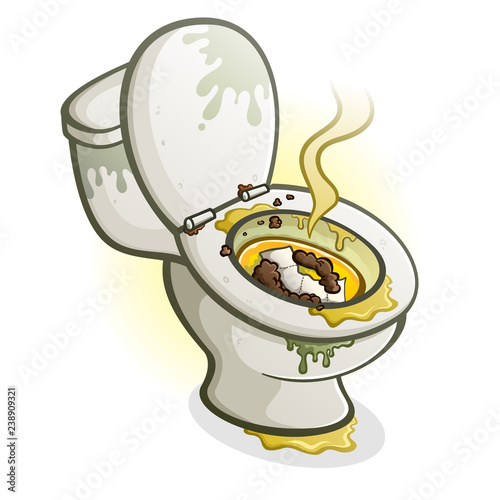 Dirty Toilet Cartoon Illustration
