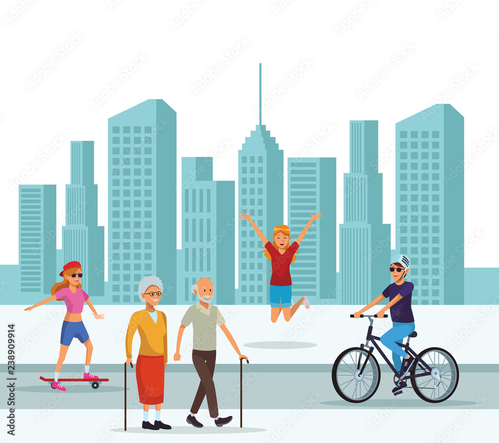 people in the city people in the city
