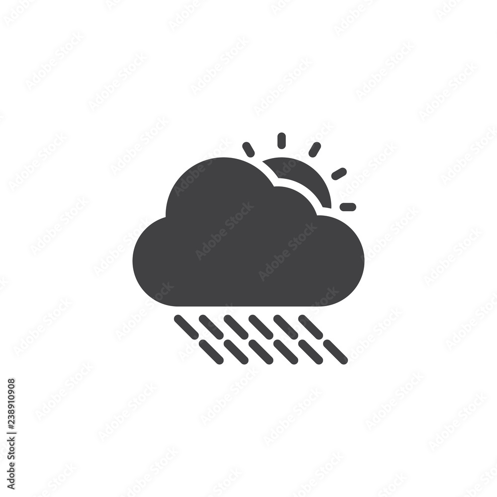 Rainy cloud and sun vector icon. filled flat sign for mobile concept and web design. Sunny, rainy weather simple solid icon. Symbol, logo illustration. Pixel perfect vector graphics Rainy cloud and sun vector icon. filled flat sign for mobile concept and web design. Sunny, rainy weather simple solid icon. Symbol, logo illustration. Pixel perfect vector graphics