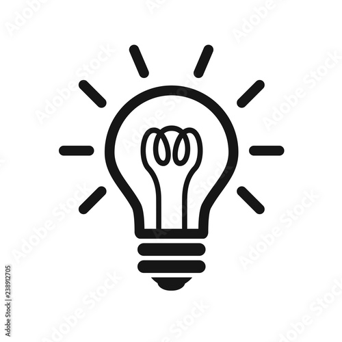Light bulb icon flat style isolated on background. Light bulb icon sign symbol for web site and app design.