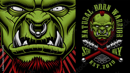 Vector illustration of an orc warrior with weapon