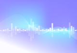 Music equalizer, bright ultraviolet trend, bar and blend curve lines, digital sound technology abstract background vector illustration