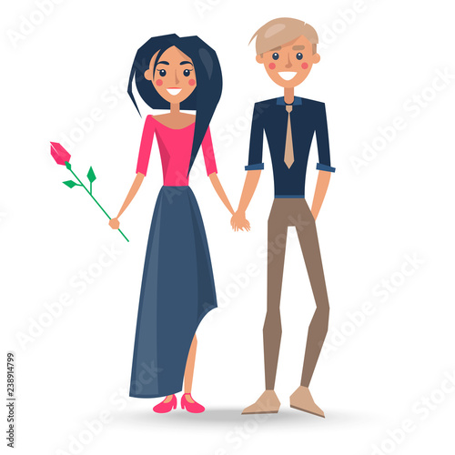 Couple in Love Boy and Girl Vector Illustration