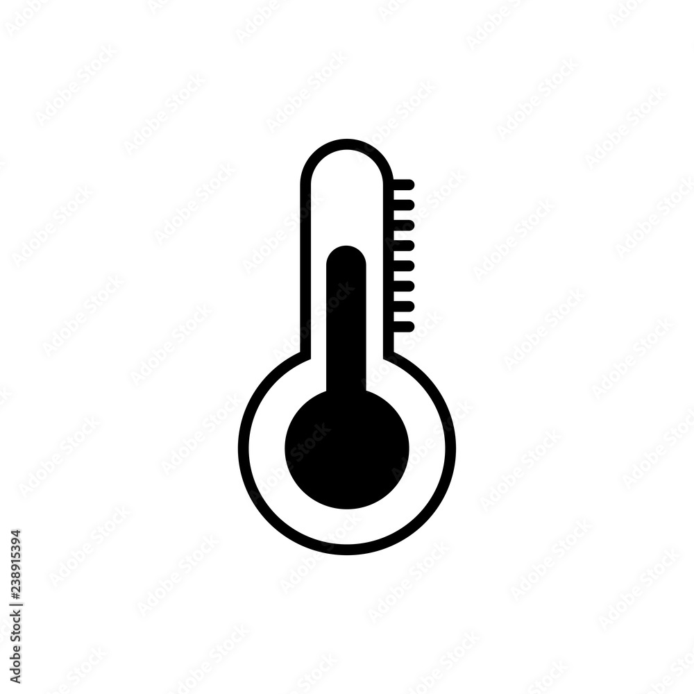 Thermometer silhouette weather icon. Flat vector illustration. Thermometer silhouette weather icon. Flat vector illustration.