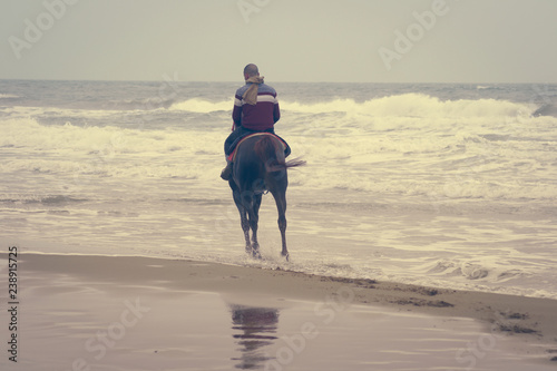 The incredible seascaping view of beach with blue sea in morocco in summer
