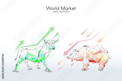 bull and bear stock Exchange low poly