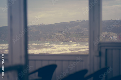 The incredible seascaping view of beach with blue sea in morocco in summer