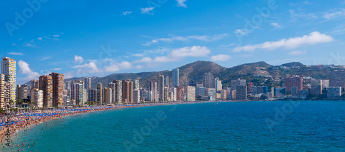 Beach of Costa Blanca and cityscape of Benidorm in Spain, Europe
