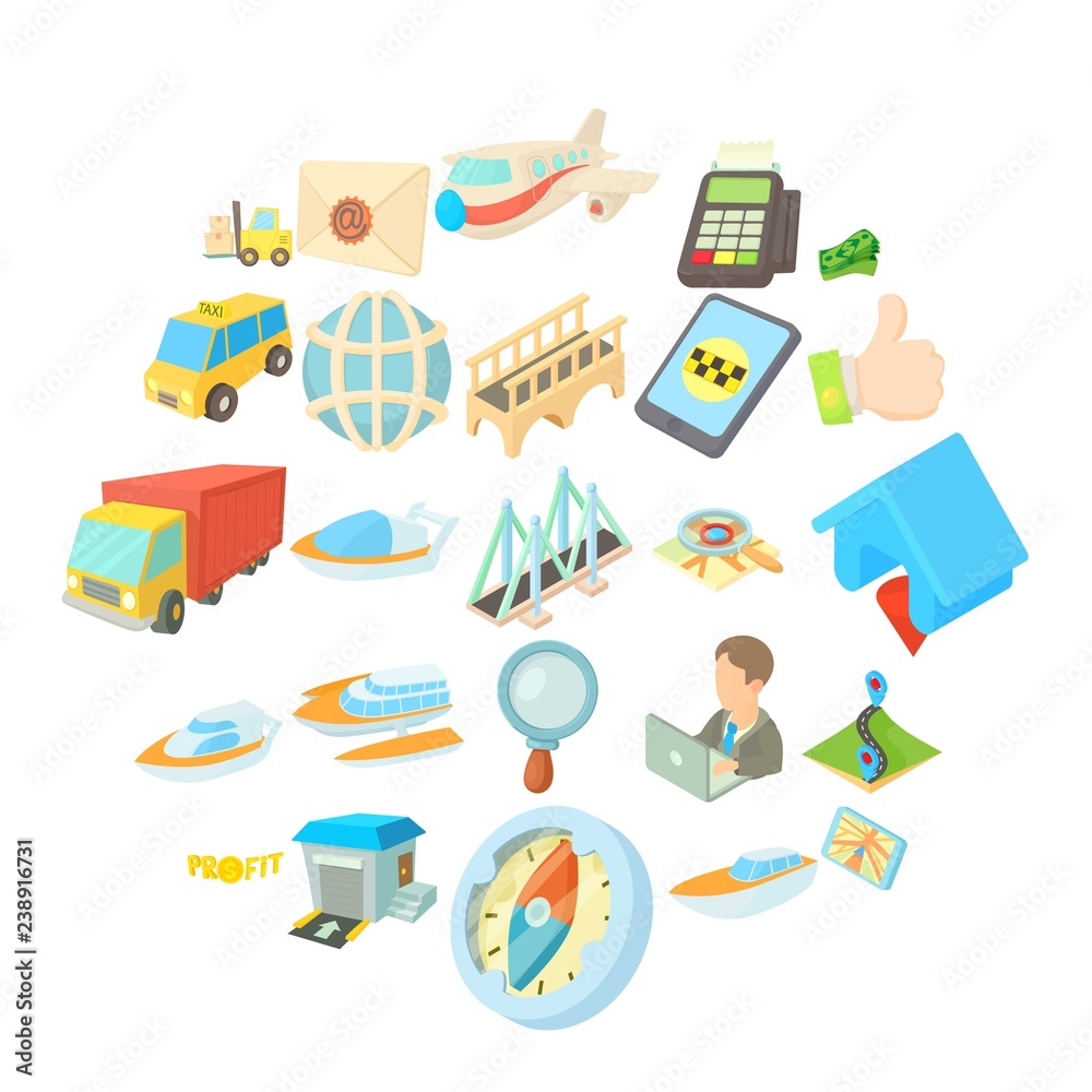 Business delivery icons set. Cartoon set of 25 business delivery vector icons for web isolated on white background Business delivery icons set. Cartoon set of 25 business delivery vector icons for web isolated on white background