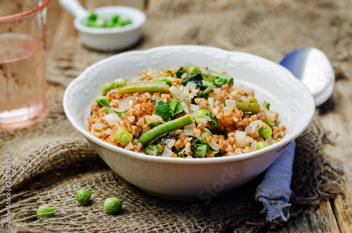Buckwheat with green peas and beans