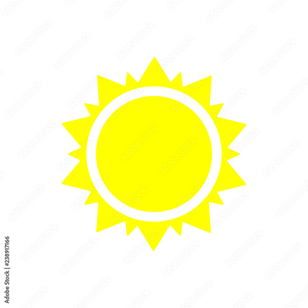Sun weather yellow icon. Flat vector illustration. Sun weather yellow icon. Flat vector illustration.