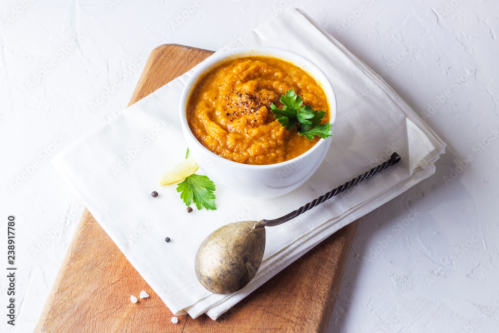 Carrot soup puree with lemon spices and herbs Carrot soup puree with lemon spices and herbs