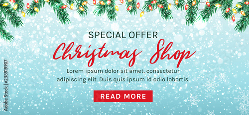 Christmas sale web banner template. Vector.