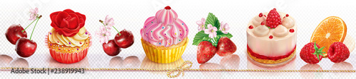 Berries and Cupcakes places in a line