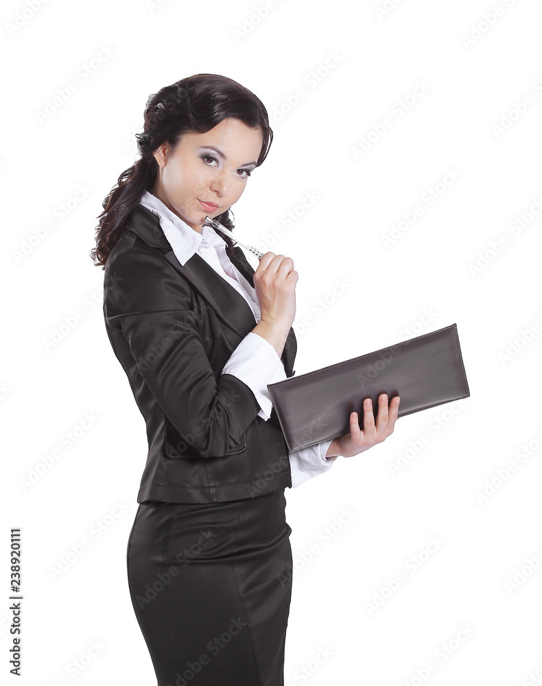 modern business woman with folder. isolated on white modern business woman with folder. isolated on white