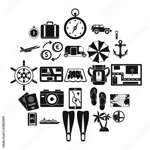 Vacation abroad icons set. Simple set of 25 vacation abroad vector icons for web isolated on white background