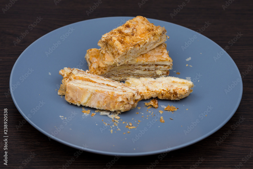 piece of cake on a gray plate piece of cake on a gray plate