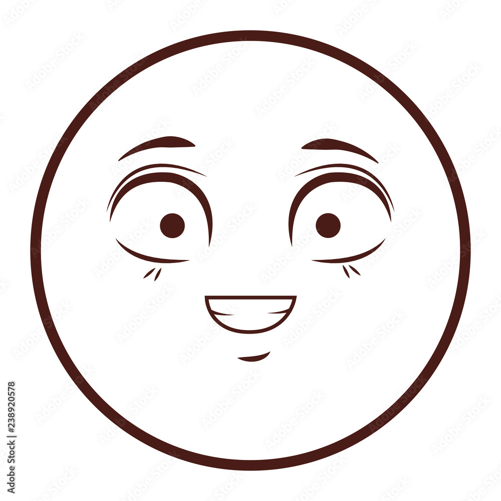 round icon face cartoon brown lines round icon face cartoon brown lines
