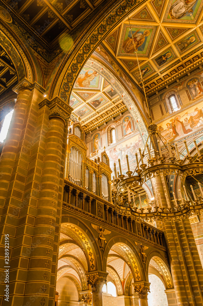 Pecs, Hungary - October 06, 2018: The interior of the Cathedral. Peter and Paul.