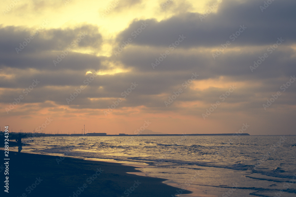 Obraz premium The incredible seascaping view of beach with blue sea in morocco in summer