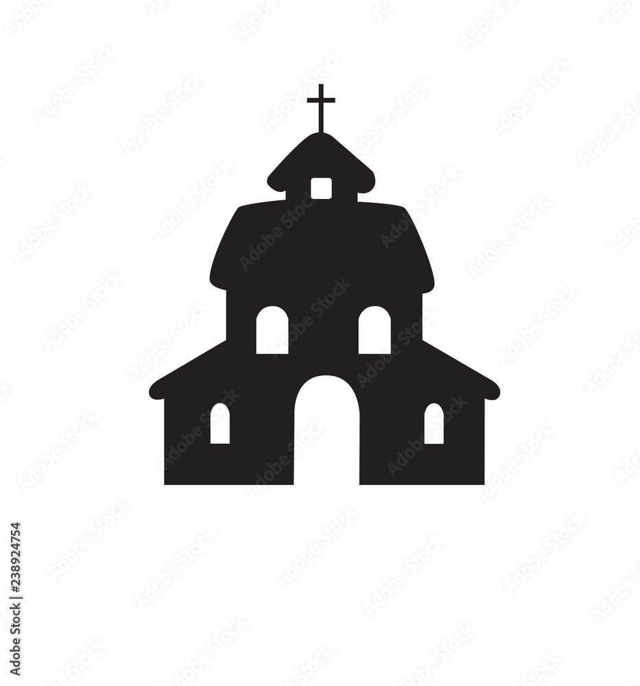 Church flat silhouette vector isolated on white 