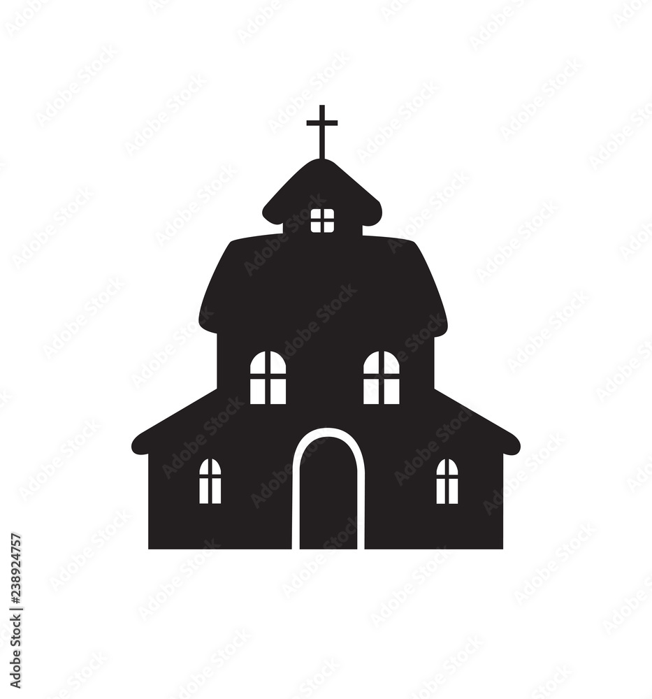 church icon house icon vector illustration isolated on white 