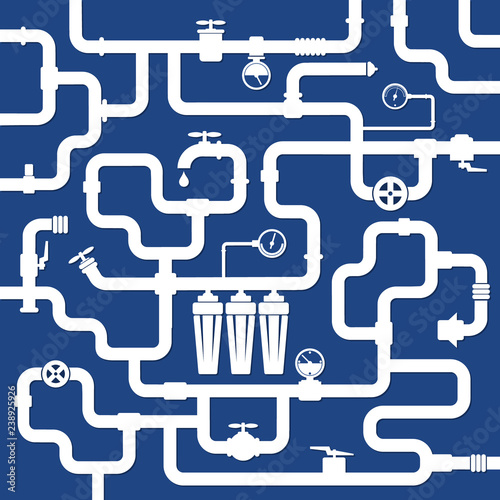Water pipe systems and plumbing vector