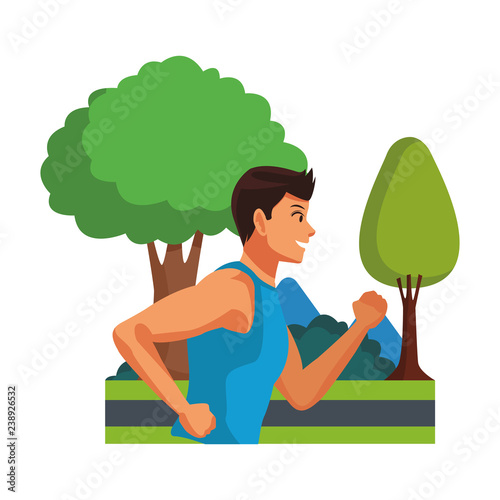 Man running profile sideview