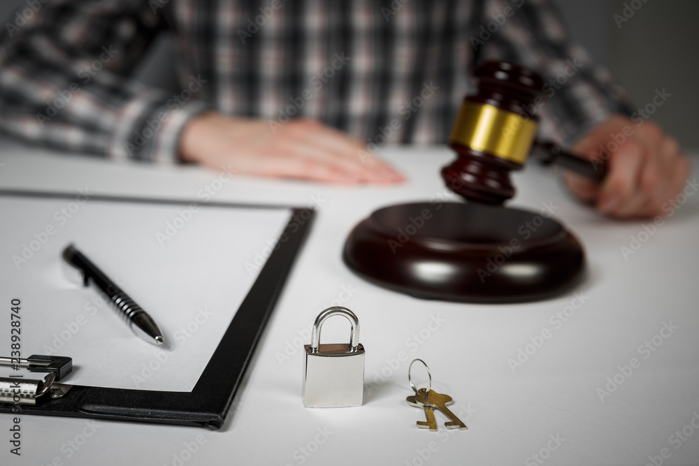 Gavel wooden and house for home buying Gavel wooden and house for home buying