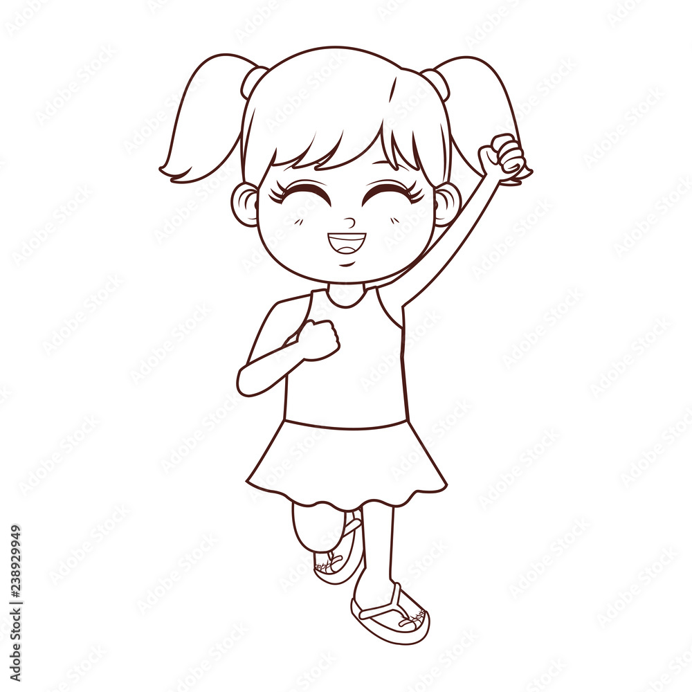 Summer kids cartoon brown lines black and white Summer kids cartoon brown lines black and white