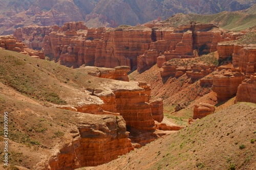 Charyn Canyon Nature Reserve. Bizarre rocks and slopes. Kazakhstan