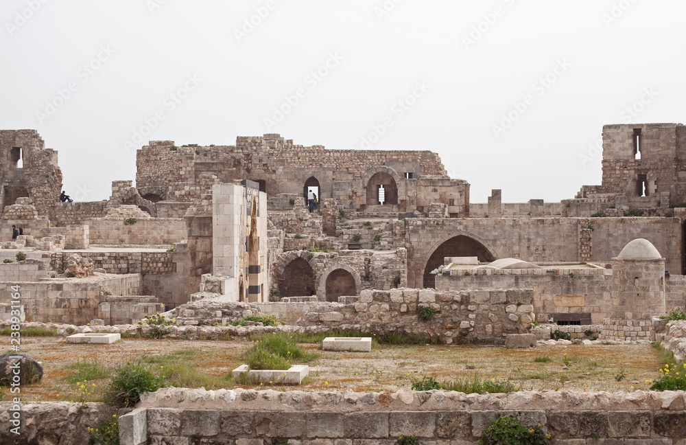 Fortress of Aleppo, ruins. Syria before the war