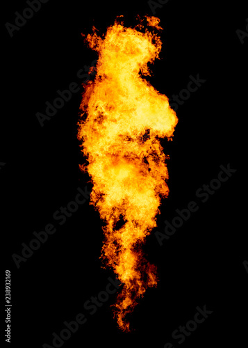 Fire tornado, flame isolated on black