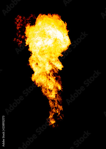 Blazing flame cloud, fire isolated on black