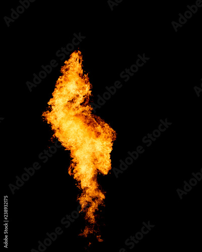 Fire tail  flame isolated on black