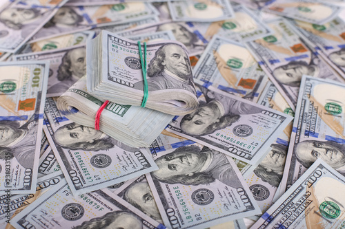 Wallpaper Mural American dollars in one hundred banknotes. Lot of dollars close up Torontodigital.ca