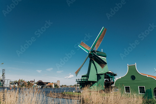 green windmill in holland