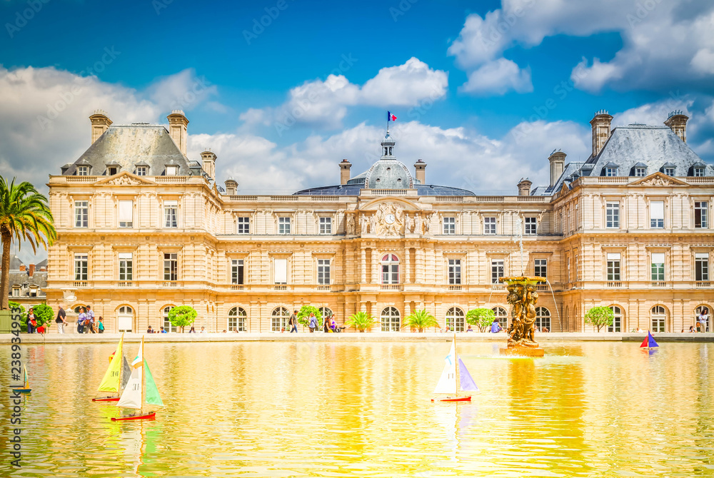 Luxembourg garden with pond