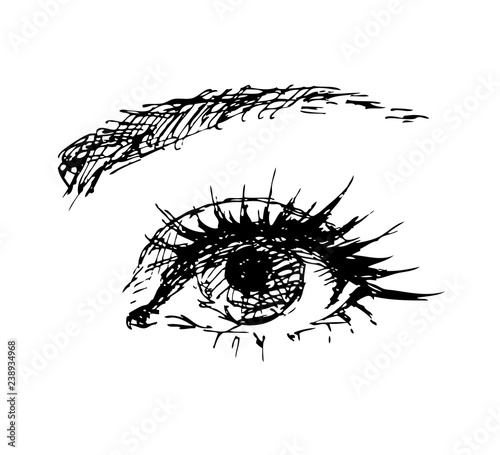 female eye carelessly drawn