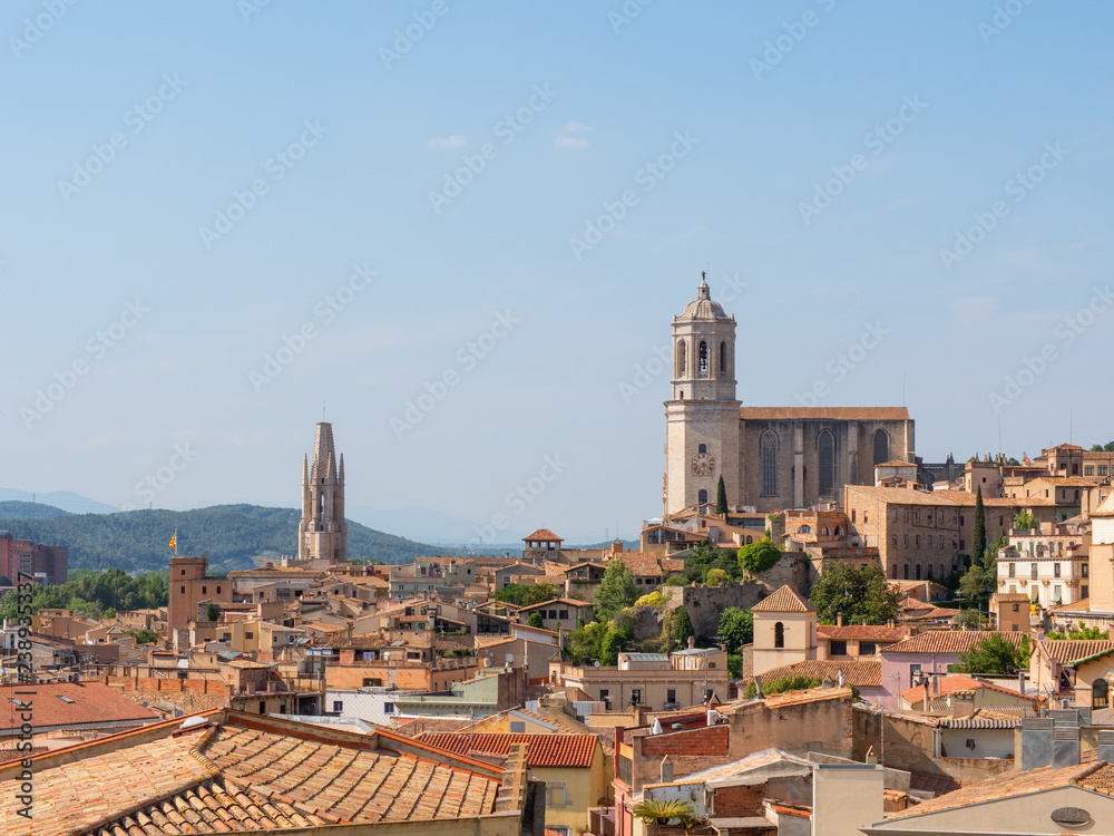 Girona cityscape with the Cathedral of Girona, Catalonia, Spain.