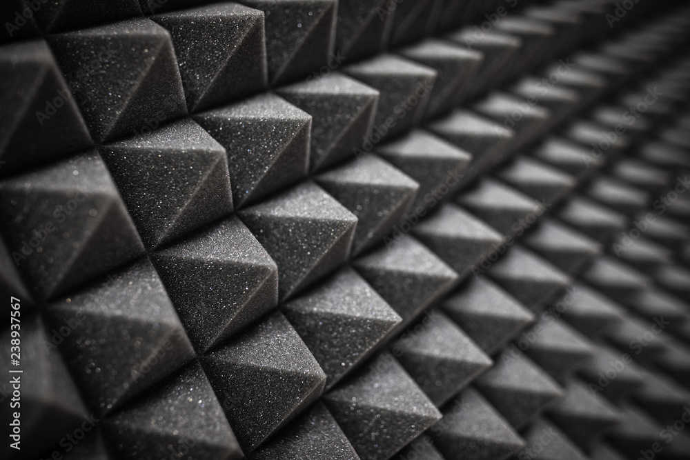 Fototapeta premium Foam soundproofing coating close-up. Recording studio details