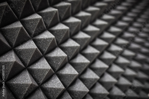 Foto Foam soundproofing coating close-up. Recording studio details