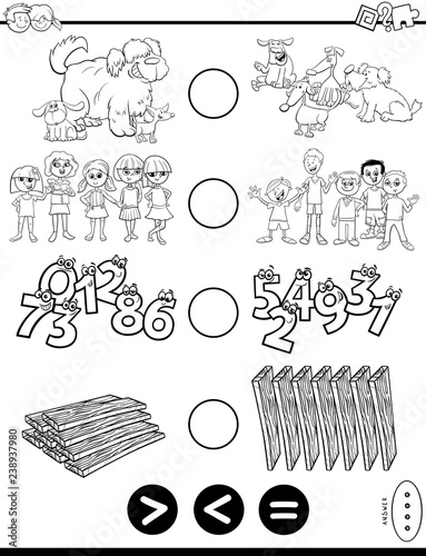 greater less or equal puzzle game color book