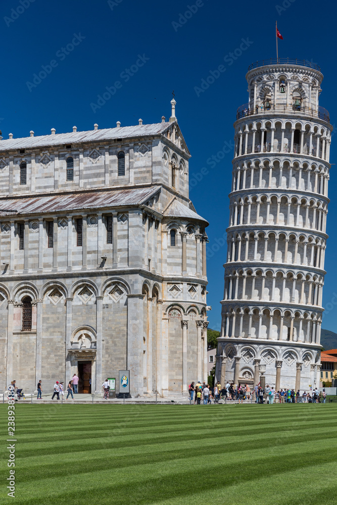  Leaning Tower of Pisa, Tuscany, Italy (motion blur technique used to convey the incessant influx of tourist to this landmark)